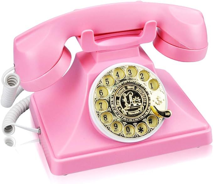1960's Style Rotary Vintage Antique Style Retro Dial Desk Telephone, Old Fashioned Classic Corded... | Amazon (US)