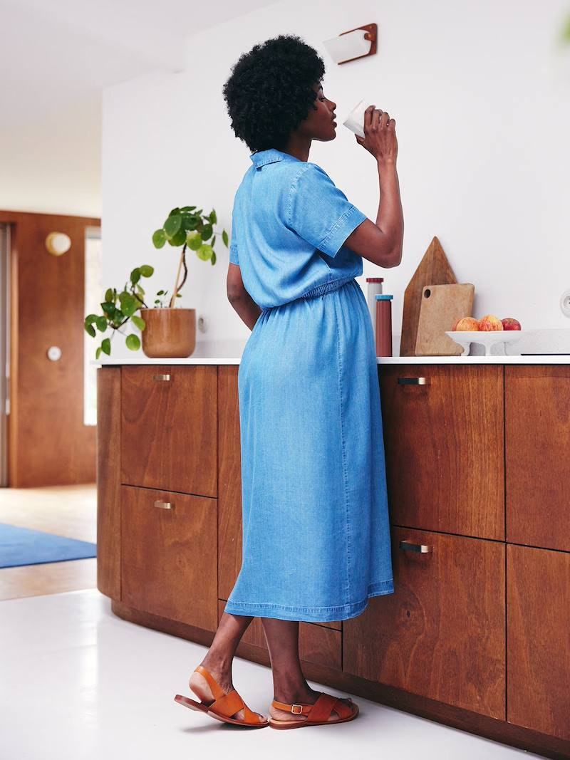 Maxikleid aus Lyocell für Schwangerschaft und Stillzeit - blue stone | Vertbaudet (DE)