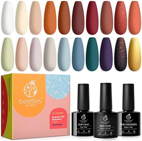 Beetles 23Pcs Gel Nail Polish Kit Fall Colors with Base Top Coat, Halloween Nails Reason and Romance | Amazon (US)