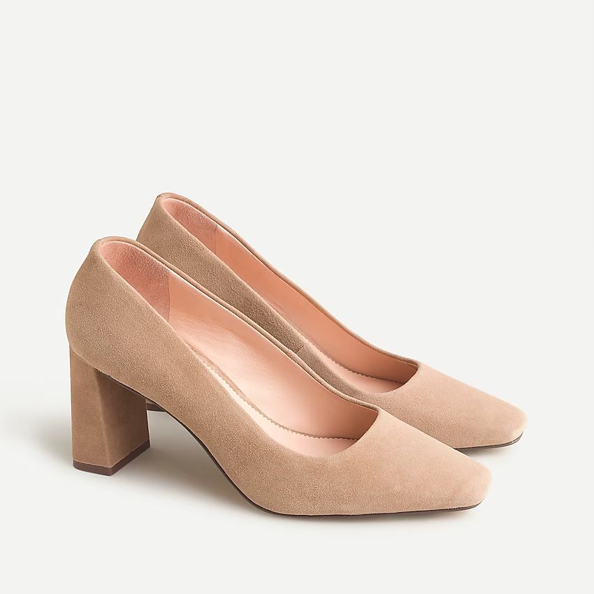 Block-heel suede pumps | J.Crew US