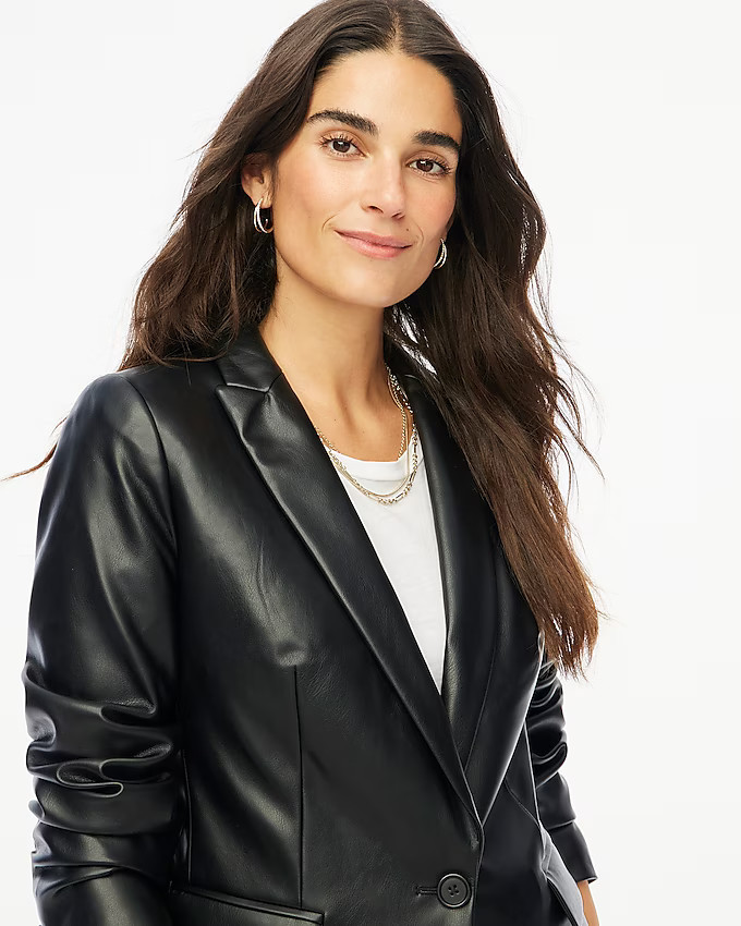 Faux-leather one-button blazer | J.Crew Factory