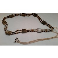 Vintage Hippie Wood Beads Belt, Bohemian Wood Beaded Belt. Double Stranded & Shell Wrap Boho Bead | Etsy (US)