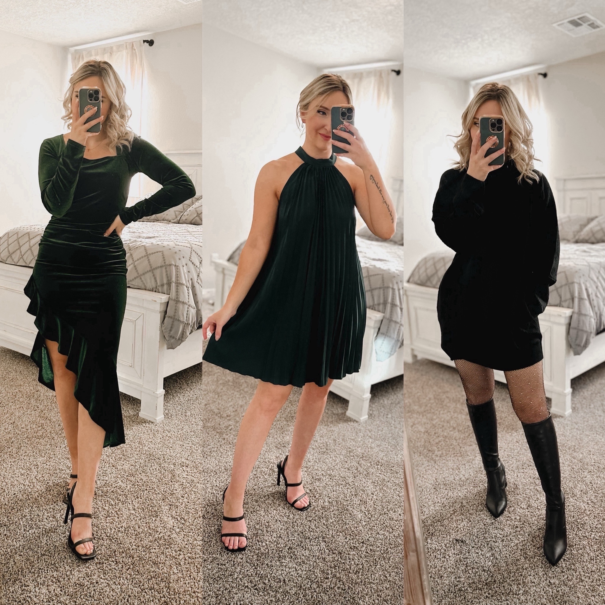 Left Dress: true to size, wearing a medium
Middle Dress: true to size, fits loose, I’m wearing a small
Right Dress: true to size, wearing a medium
Boots: true to size


Wedding guest dress // Amazon find finds // ootd style styles outfit outfits flattering mom pooch mama mom burgundy red // crisscross ruched ruching ribbed long sleeve // winter spring summer fall // short girl approved // wedding guest dress dresses // postpartum // date night Olive green green black heel heels Steve Madden leather boots Amazon find finds influencer try on mirror selfie selfies outfits outfit oversized sweater dress soft sparkle viral tights leggings velvet dress shift Abercrombie dress dupe

#LTKSeasonal #LTKfindsunder50 #LTKHoliday