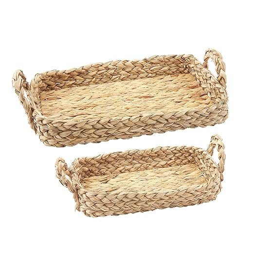 Mud Pie Woven Tray Set, Natural, Small 8.5" x 15" | Large 11.5" x 20" | Amazon (US)