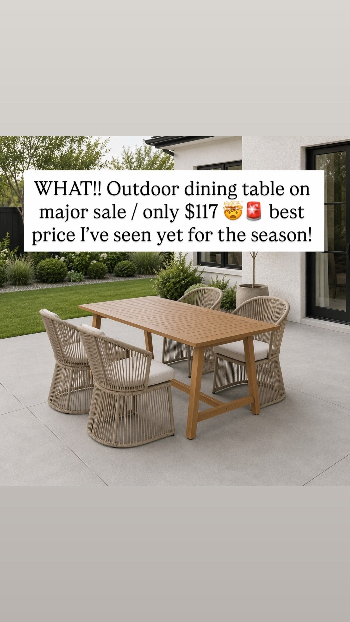 WHAT!! Outdoor dining table on major sale / only $117 🤯🚨 best price I’ve seen yet for the season!