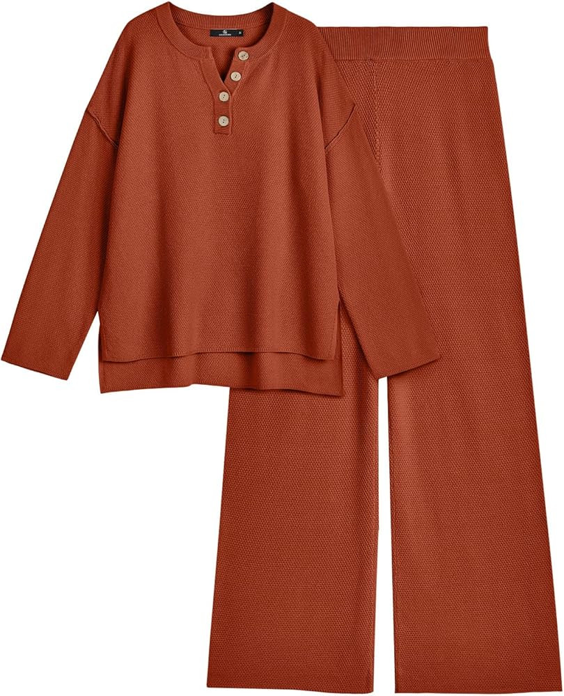 LILLUSORY Women's 2 Piece Lounge Sets Oversized Slouchy Matching Sets Cozy Knit Sets | Amazon (US)