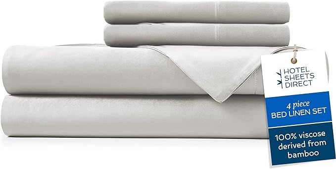 Hotel Sheets Direct Viscose Derived from Bamboo Bed Linen Set with Deep Pocket, 4-Piece Set, Ligh... | Amazon (US)