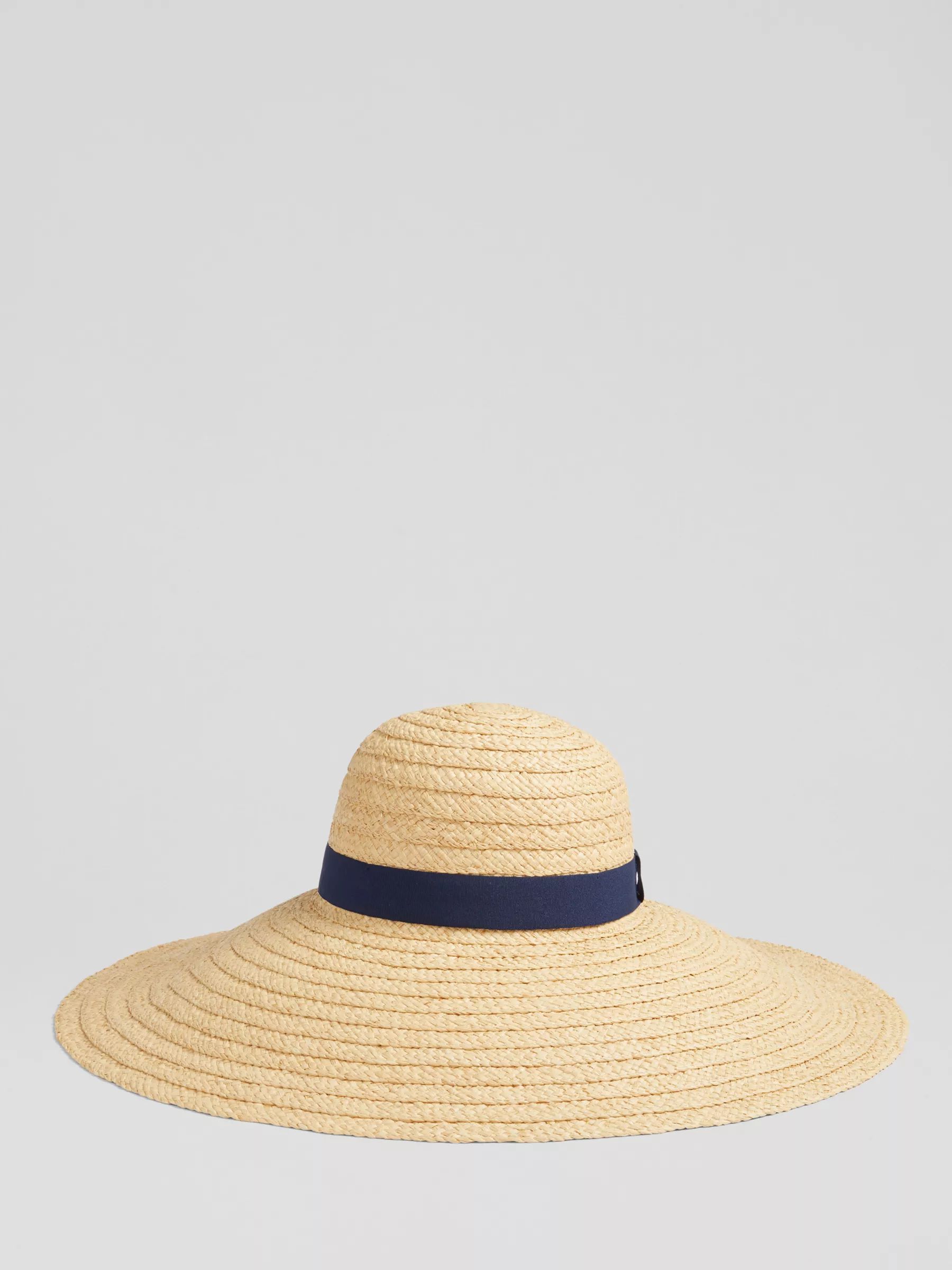 L.K.Bennett Gigi Raffia Wide Brimmed Hat, Natural | John Lewis (UK)