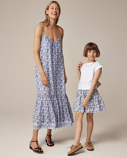 Tiered tie-waist dress in block print | J. Crew US