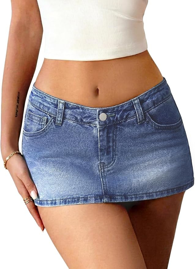 ELLEVEN Low Rise Jean Skorts for Woman, Stretchy Denim Mini Skirt with Shorts Y2K Casual Undernea... | Amazon (US)