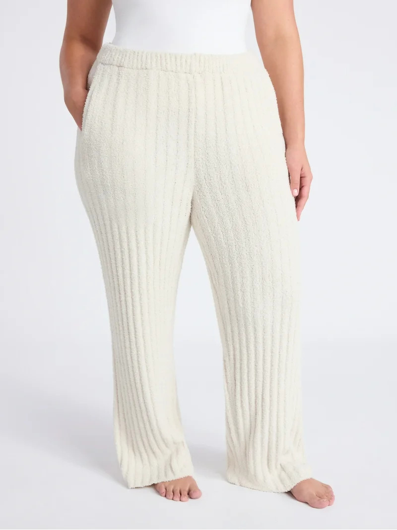 Joyspun Women's Sleepwear Ribbed Wide-Leg Pants, Sizes XS-3X | Walmart (US)