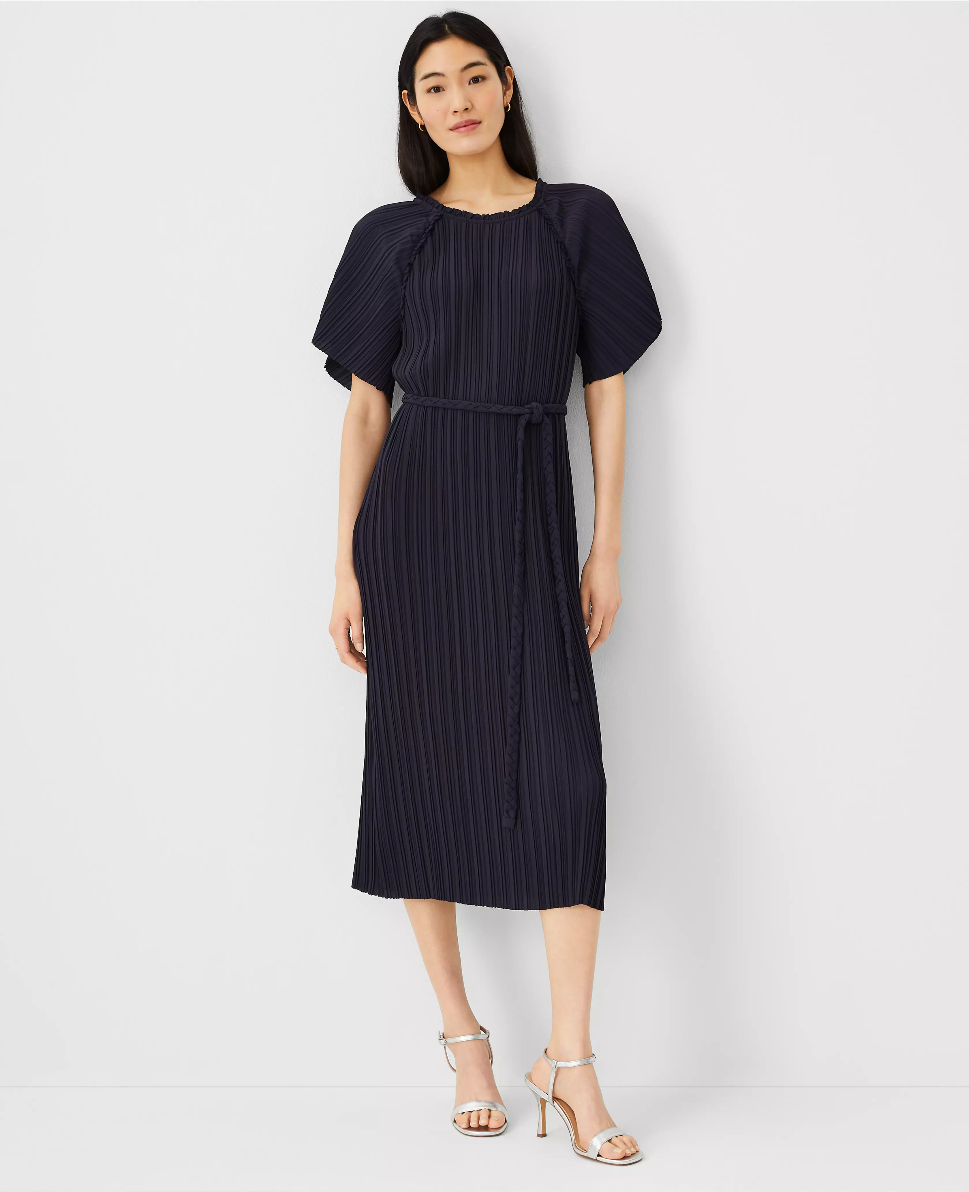 Plisse Belted Midi Dress | Ann Taylor (US)