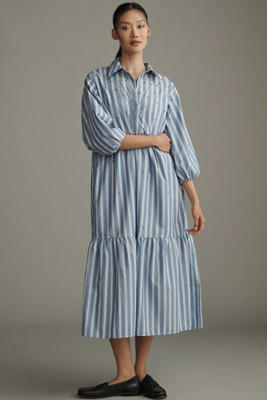 The Bettina Embellished Tiered Shirt Dress by Maeve | Anthropologie (US)