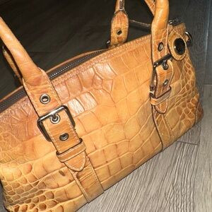 Vtg Dooney & Bourke Moc Croc Leather Satchel Bag Purse | Poshmark