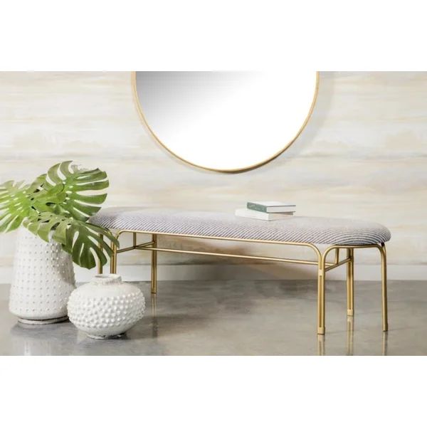Upholstered Accent Bench with Metal Leg Gray/Gold By Coaster | Wayfair North America