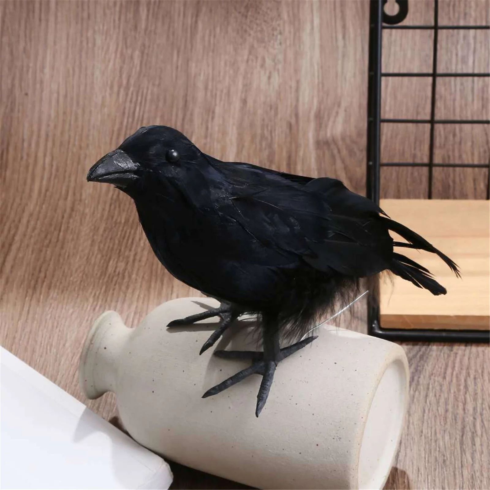 Sales Realistic Crow Handmade Black Feathered Crow For Hallo-Ween Decorations Birds Black Ql446 -... | Walmart (US)