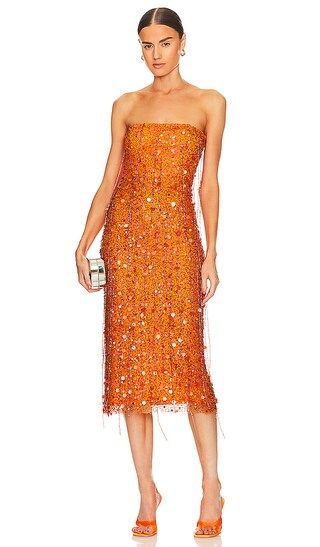 Jimena Midi Dress in Neon Orange | Revolve Clothing (Global)