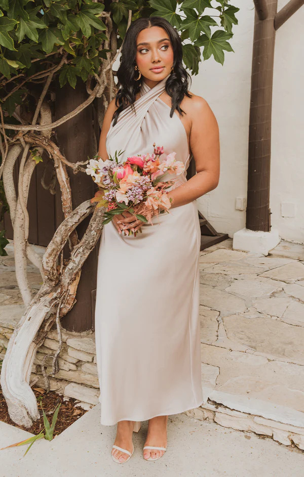 Jasmine Halter Midi Dress ~ Show Me The Ring Luxe Satin | Show Me Your Mumu