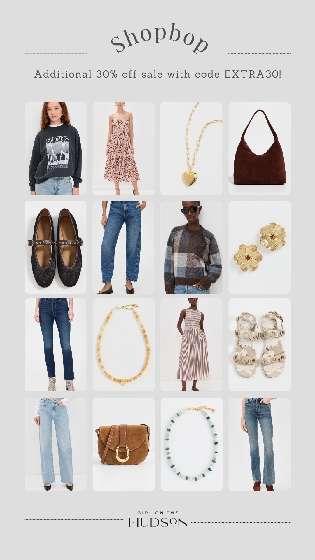 Shopbop sale! Take an extra 30% off the sale prices with code EXTRA30. 

Larroude spring shoes, lots of jeans, jewelry, spring ballet flats, suede handbags and more!! 

#LTKootd #LTKselfcare #LTKSaleAlert