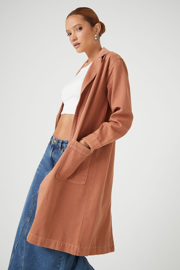 Open-Front Twill Trench Coat | Forever 21 (US)