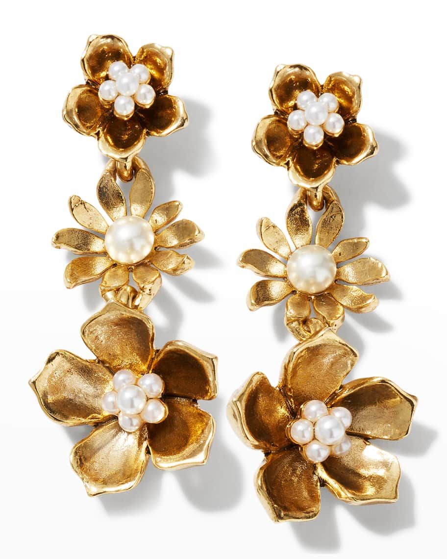Oscar de la Renta Flower Vertical Earrings | Neiman Marcus