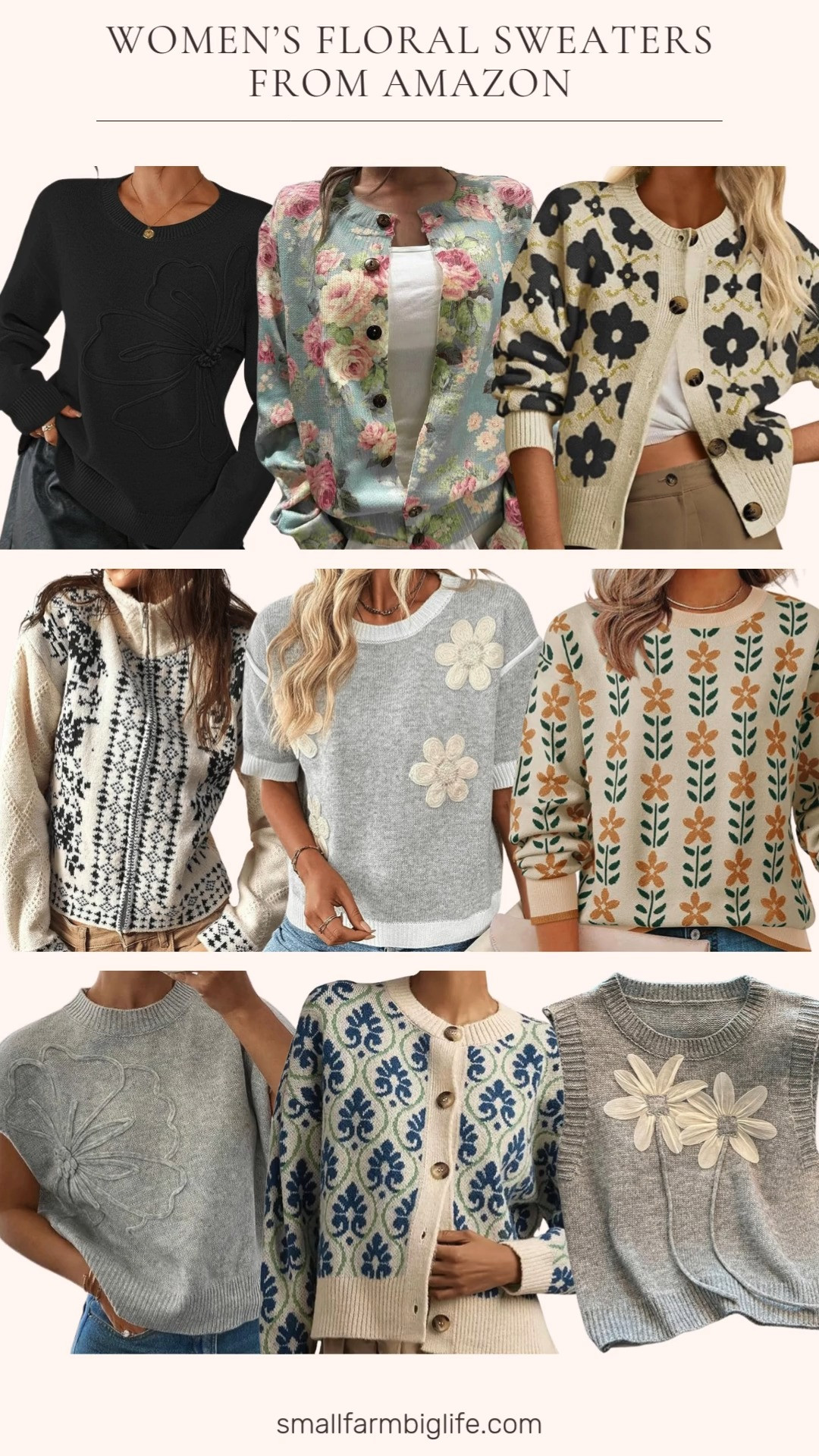 Floral sweaters are my current favorite 🌸🤍 From cardigans and vests to cozy crewnecks and lightweight knits, these styles add a soft, feminine touch to everyday outfits. Easy to wear now and perfect for layering through the seasons. 

 #LTKootd #LTKOver40 #LTKFindsUnder50