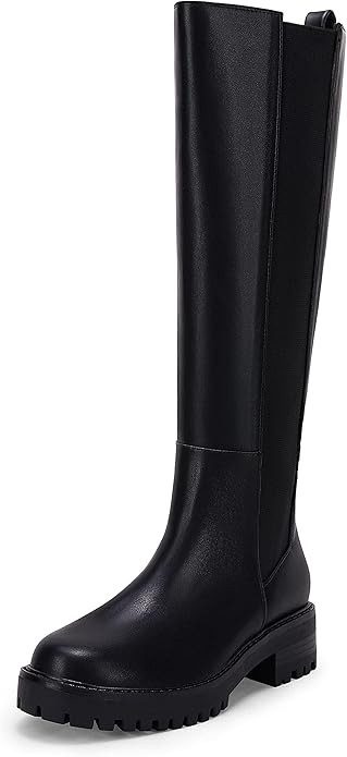 Amazon.com | Womens Platform Knee High Boots Lug Sole Chunky Block Heel Chelsea Elastic Combat Sh... | Amazon (US)