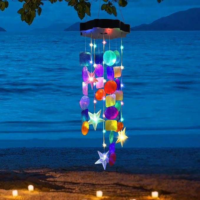 Solar Shell Gift for Mom Grandma Girls, Colorful Solar Wind Chimes for Outside, Outdoor Decorativ... | Amazon (US)