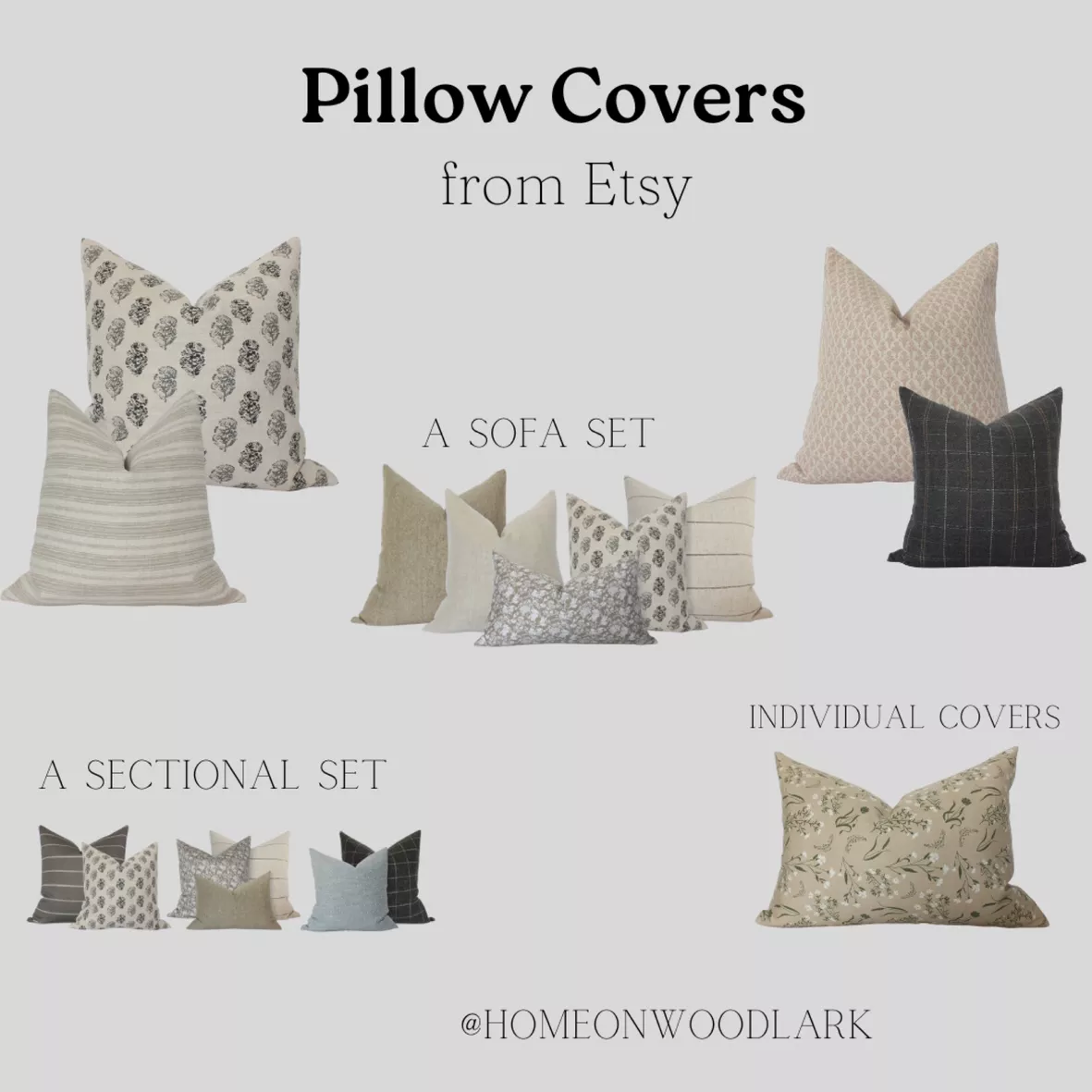 Cream Floral Pillow 20x20, Modern Designer Pillows, Charcoal Floral Throw  Pillow, Block Print Pillow Cover, Cream Gray Throw Pillow 18x18 