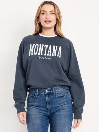 SoComfy Oversized Graphic Raglan Sweatshirt | Old Navy (US)