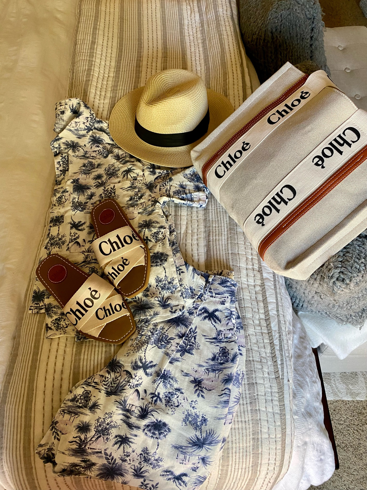 Beach travel vacation outfit Bermuda linen tailored shorts boxy top for women Chloe sandals and tote bag fedora hat 

#LTKsalealert #LTKtravel #LTKshoecrush