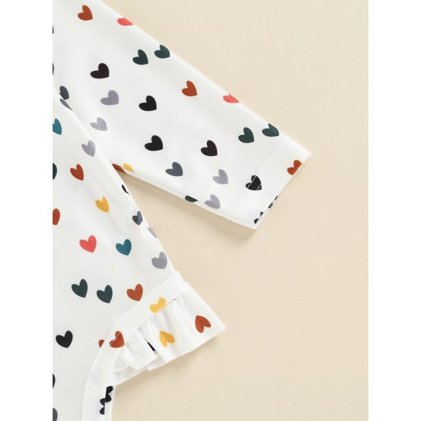 TheFound Baby Toddler Girl Long Sleeve Swimsuit Rashguard Swimwear Ruffled One Piece Bathing Suit | Walmart (US)