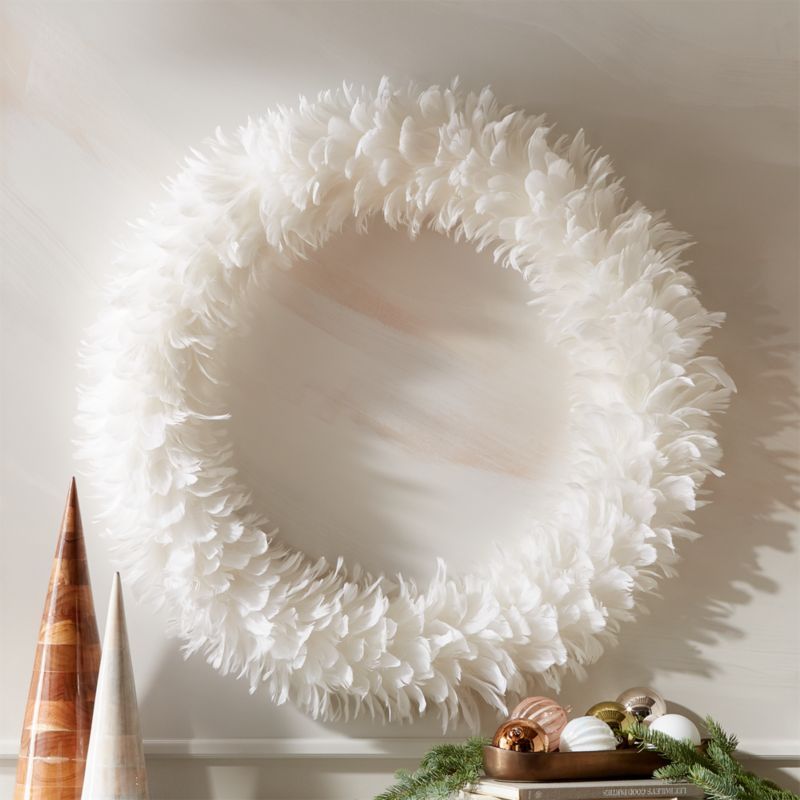 Feather White Wreath 36" + Reviews | CB2 | CB2