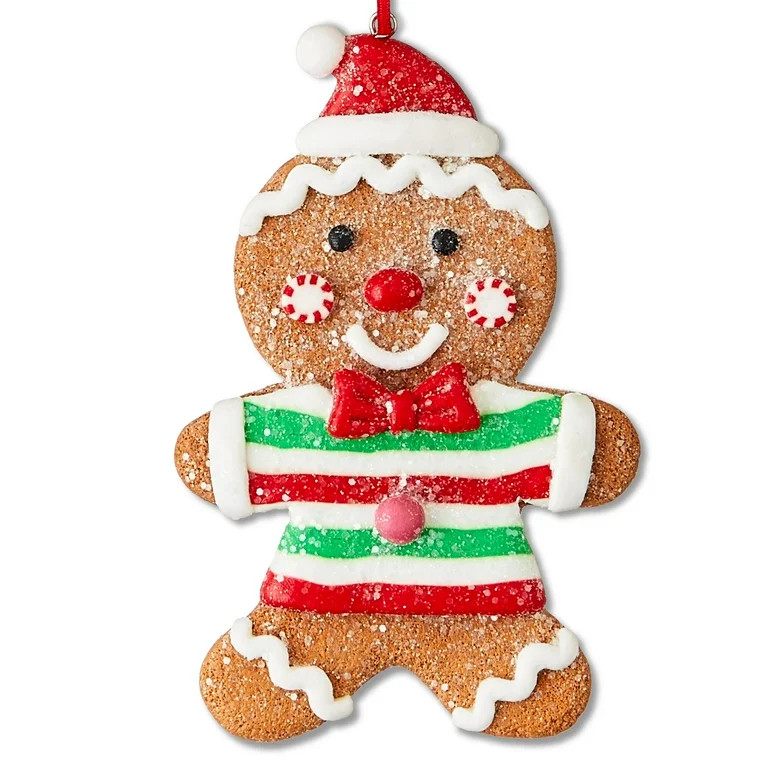 Multicolor Gingerbread Boy with Red Hat Christmas Ornament, 4.5", by Holiday Time | Walmart (US)