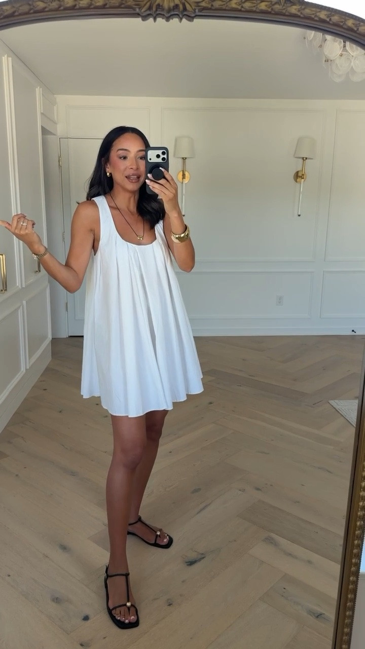 the IT sandal for summer!! minimalist, so chic, and so easy to style🖤 Wearing size 6 white mini dress  

summer outfit, summer fashion, summer shoes, summer sandals, how to style, mom outfit, mom fashion, postpartum outfit, white dress