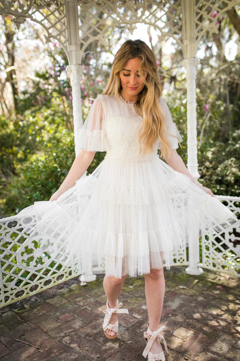 Short Whimsical Dress in White | Ivy City Co