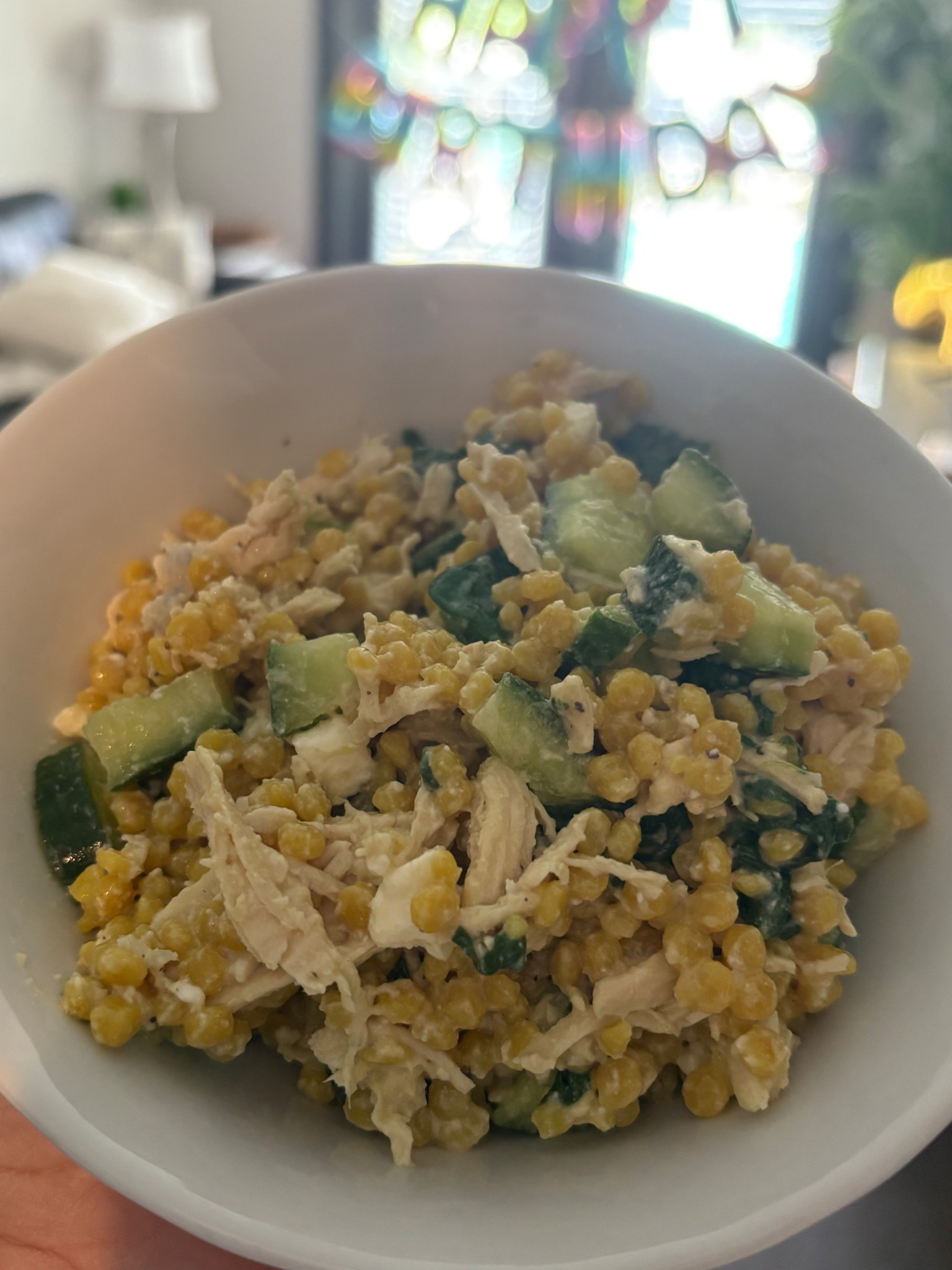 Obsessed with this quick and easy summer meal 😋 just mix together to your liking: pearl couscous, chicken, feta, spinach, cucumber and dressing of choice-my favorite has been Brianna’s Caesar linked below! Linking the couscous I prefer as well! 

#LTKSummerEdit #LTKFamily #LTKActive