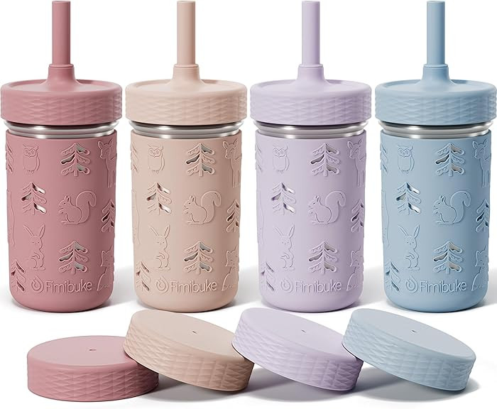 Fimibuke Toddler Cups Spill Proof, 12 OZ Sippy Cups for Kid Girl Boy, Leak Proof Stainless Steel ... | Amazon (US)