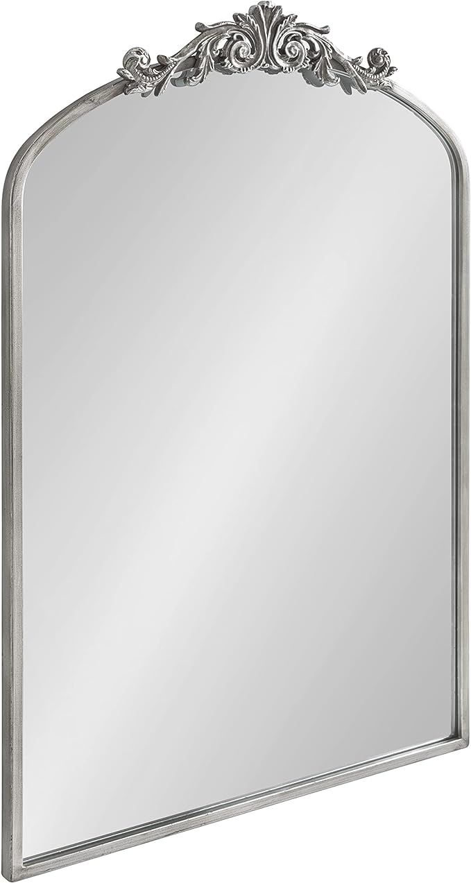 Kate and Laurel Arendahl Traditional Arch Mirror, 24 x 36, Antique Silver, Baroque Inspired Wall ... | Amazon (US)