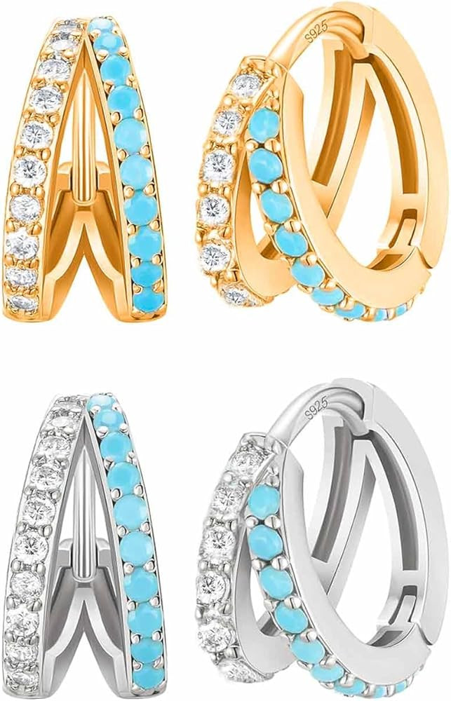 C1 two loops turquoise hoops set | Amazon (US)