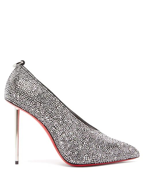Christian Louboutin - Et Pic Et 100 High-cut Crystal And Leather Pumps - Womens - Crystal | Matches (US)