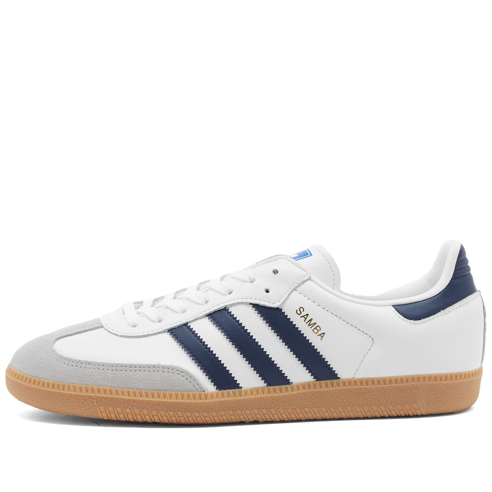 Adidas SAMBA OG Sneakers in Ftwr White/Night Indigo/Gum, Size UK 3 | END. Clothing