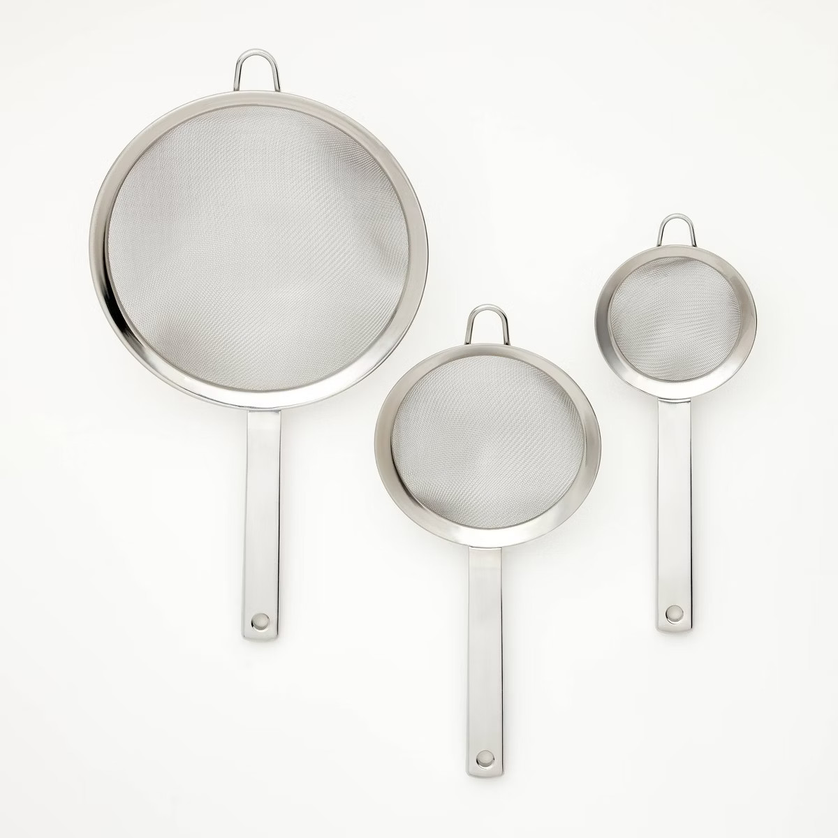 3pc (3", 5", and 8") Stainless Steel Mesh Strainer Set Silver - Figmint™ | Target