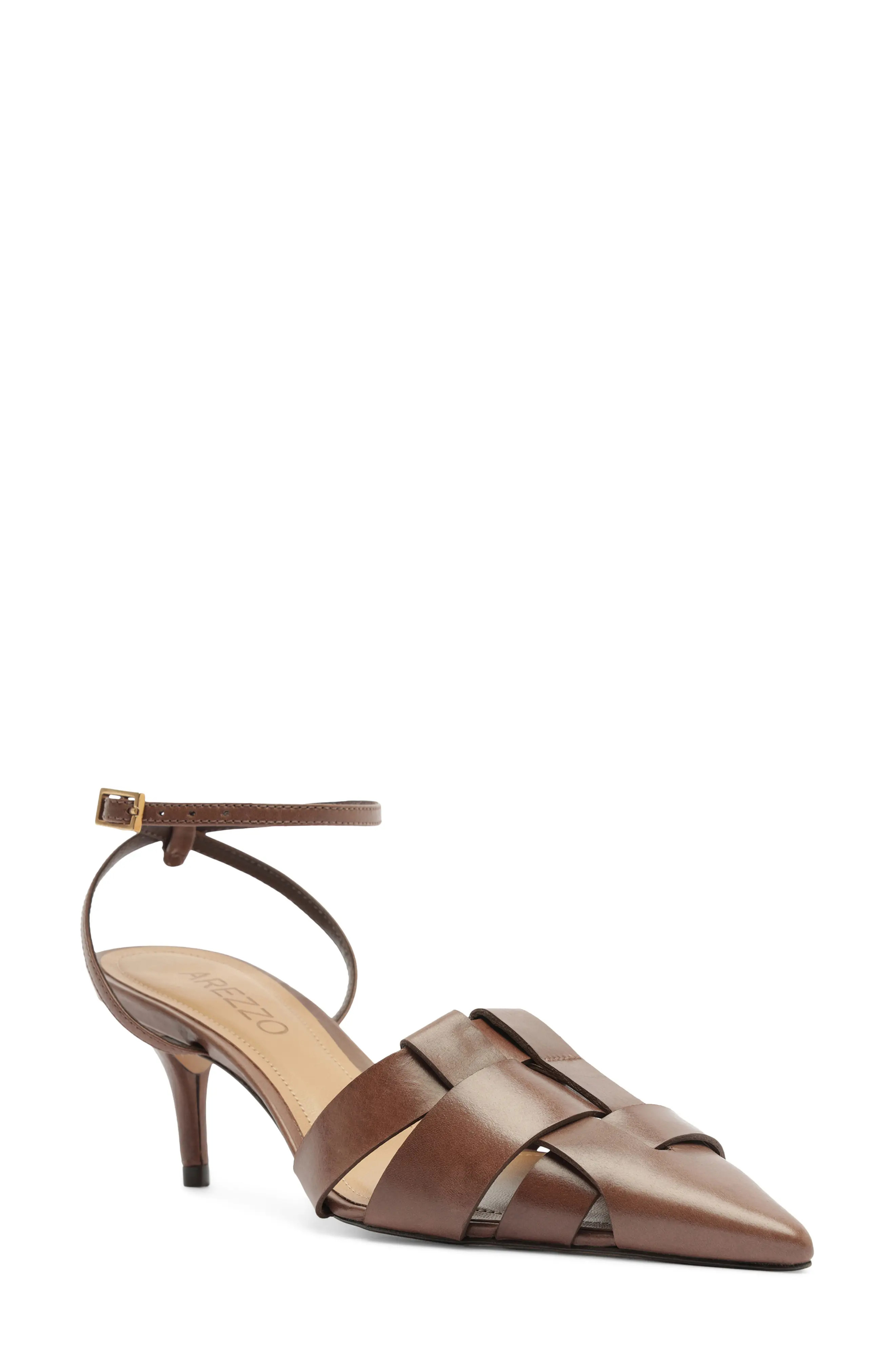 Arezzo Marissa Ankle Strap Pointed Toe Pump in New Cocoa at Nordstrom, Size 8.5 | Nordstrom