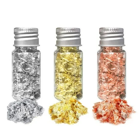 Ame 3 Pack Gold Foil Flakes for Resin Paxcoo Imitation Gold Foil Flakes Metallic Leaf for Nails Pain | Walmart (US)