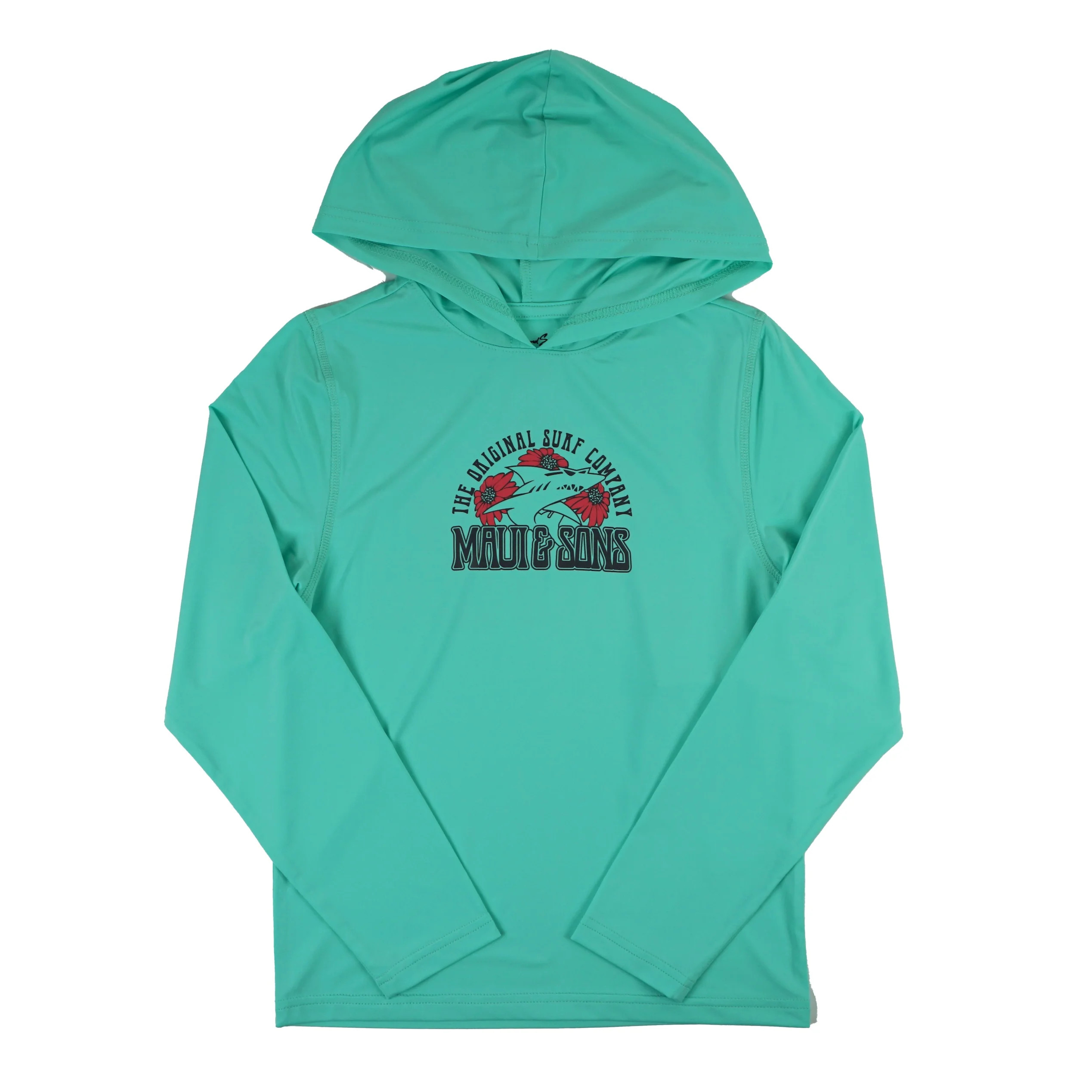 Maui and Sons Girls Hooded Sunshirt, World Pieces Printed UPF Shirt, Celadon, Outdoor Sunwear - W... | Walmart (US)