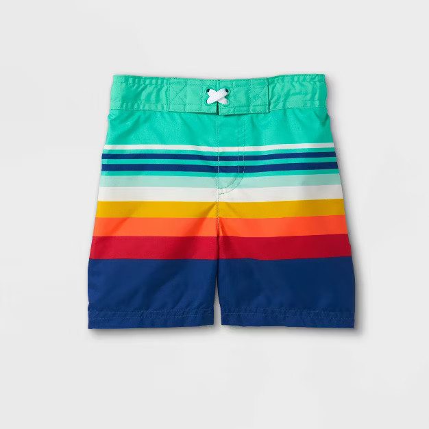 Toddler Boys' Multi Striped Swim Trunks - Cat & Jack™ Blue | Target