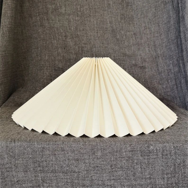New Pale Cream cotton blend knife pleated lampshade | Etsy | Etsy (US)