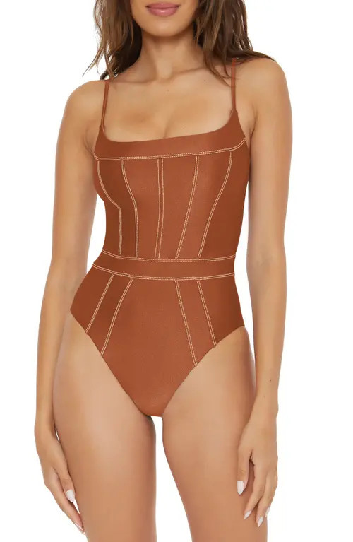 Becca Color Sheen One-Piece Swimsuit in Brown at Nordstrom, Size Small | Nordstrom