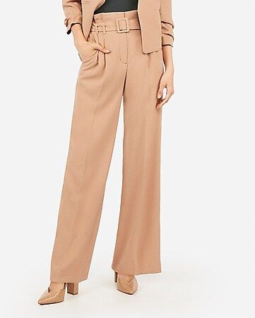 high waisted square belted wide leg pant | Express